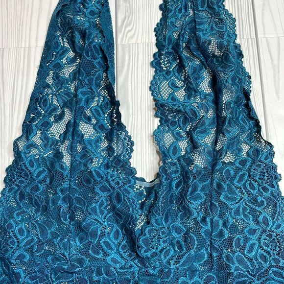 Fredericks Plunge Front Jessica Lace Teddy TEAL Small - Picture 5 of 8